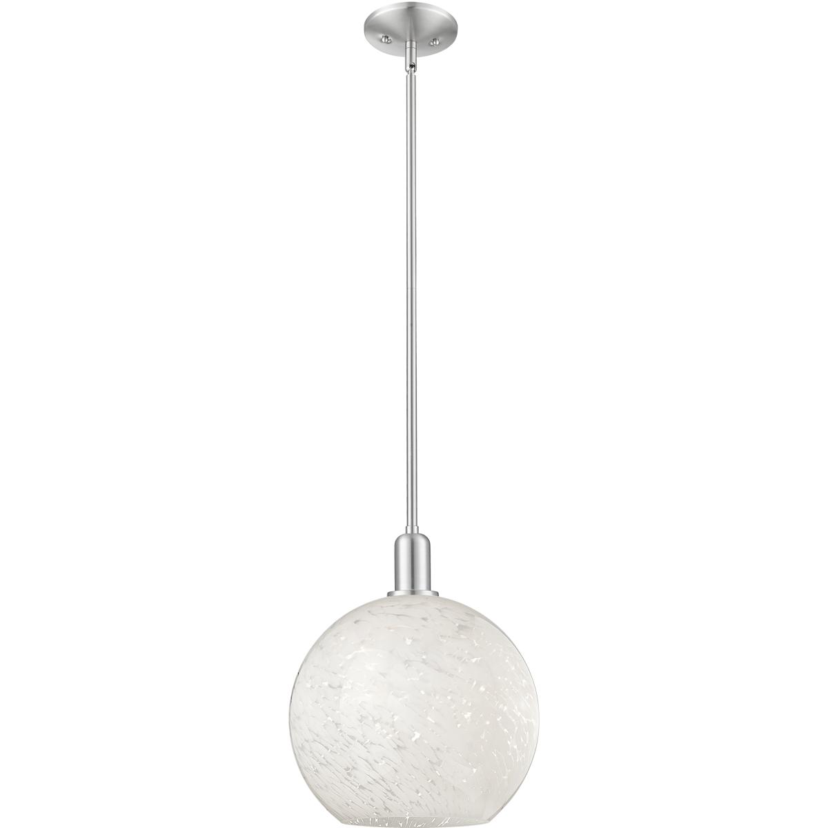 Innovations Lighting 716-1S-SN-G1216-12WM Arcadia White Mouchette 1 Light 12 inch Brushed Satin Nickel Mini Pendant Ceiling Light