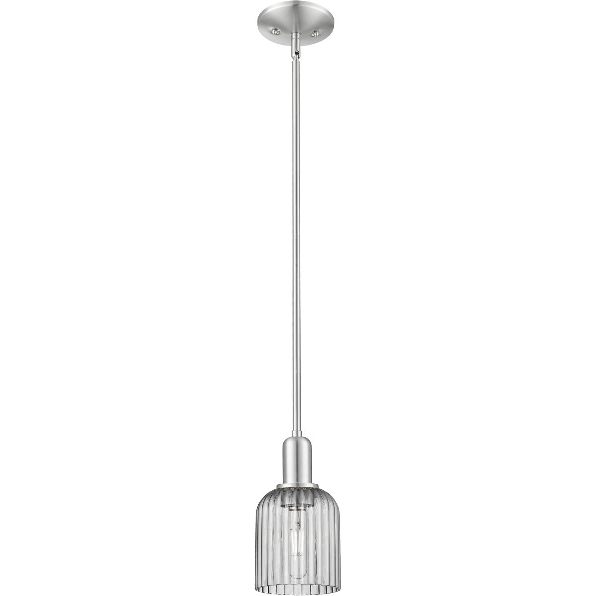 Innovations Lighting 716-1S-SN-G559-5SM Bridal Veil 1 Light 5 inch Brushed Satin Nickel Mini Pendant Ceiling Light in Light Smoke Glass