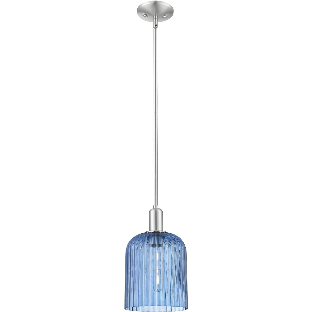 Innovations Lighting 716-1S-SN-G559-8BL Arcadia Bridal Veil 1 Light 8 inch Brushed Satin Nickel Mini Pendant Ceiling Light in Blue