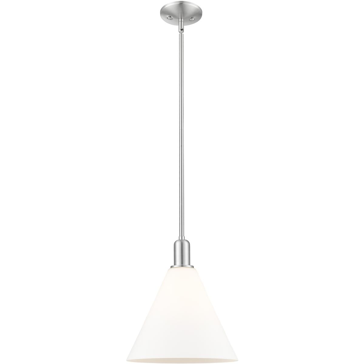 Innovations Lighting 716-1S-SN-GBC-121 Arcadia Berkshire Glass 1 Light 12 inch Brushed Satin Nickel Mini Pendant Ceiling Light in Matte White