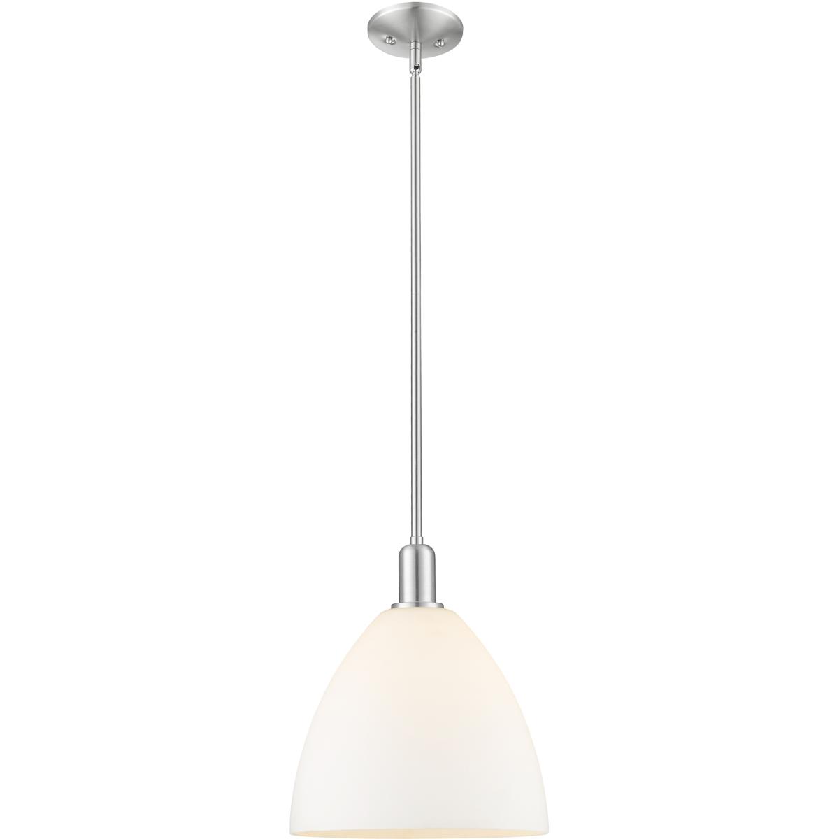 Innovations Lighting 716-1S-SN-GBD-121 Arcadia Bristol 1 Light 12 inch Brushed Satin Nickel Mini Pendant Ceiling Light in Matte White