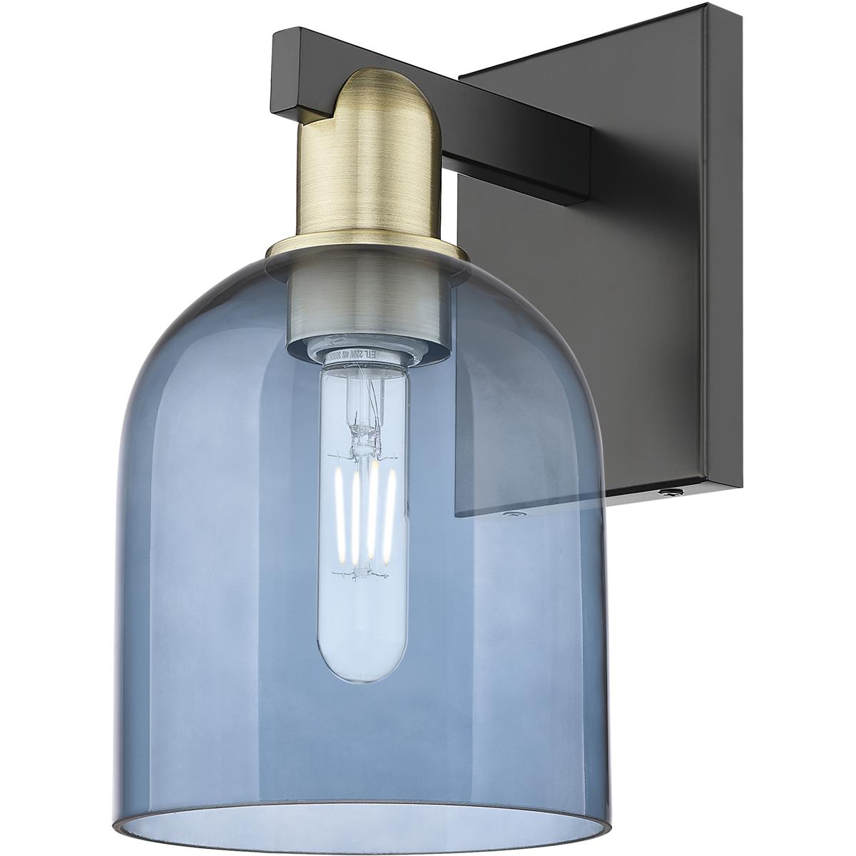 Innovations Lighting 716-1W-BAB-G558-6BL Arcadia Bella Armed Sconce Wall Light in Black Antique Brass, Blue