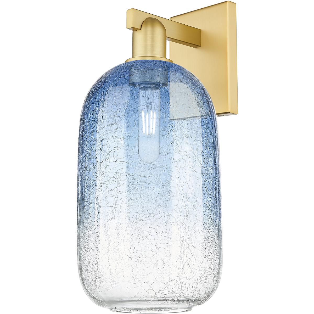 Innovations Lighting 716-1W-SG-G482-7SB Brookhaven Cloche Sconce Wall Light in Satin Gold, Sapphire Blue Glass
