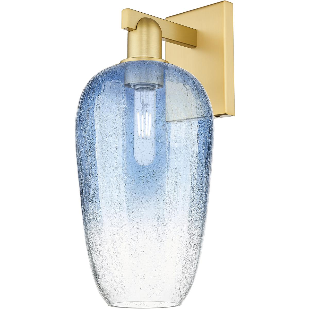 Innovations Lighting 716-1W-SG-G484-7SB Brookhaven Flute Sconce Wall Light in Satin Gold, Sapphire Blue Glass