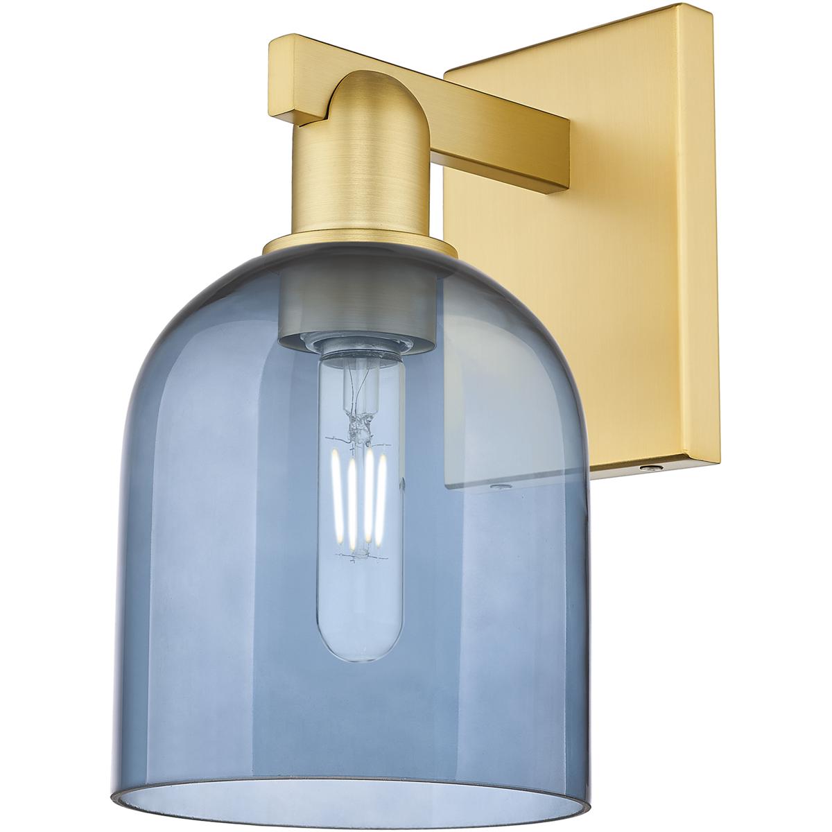 Innovations Lighting 716-1W-SG-G558-6BL Arcadia Bella Armed Sconce Wall Light in Satin Gold, Blue