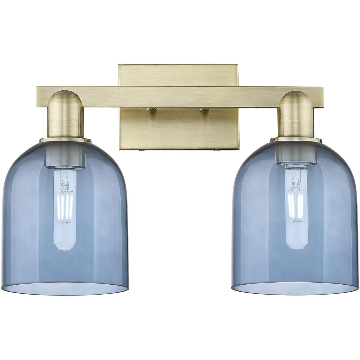Innovations Lighting 716-2W-AB-G558-6BL Arcadia Bella 2 Light 16.5 inch Antique Brass Bath Vanity Light Wall Light in Blue