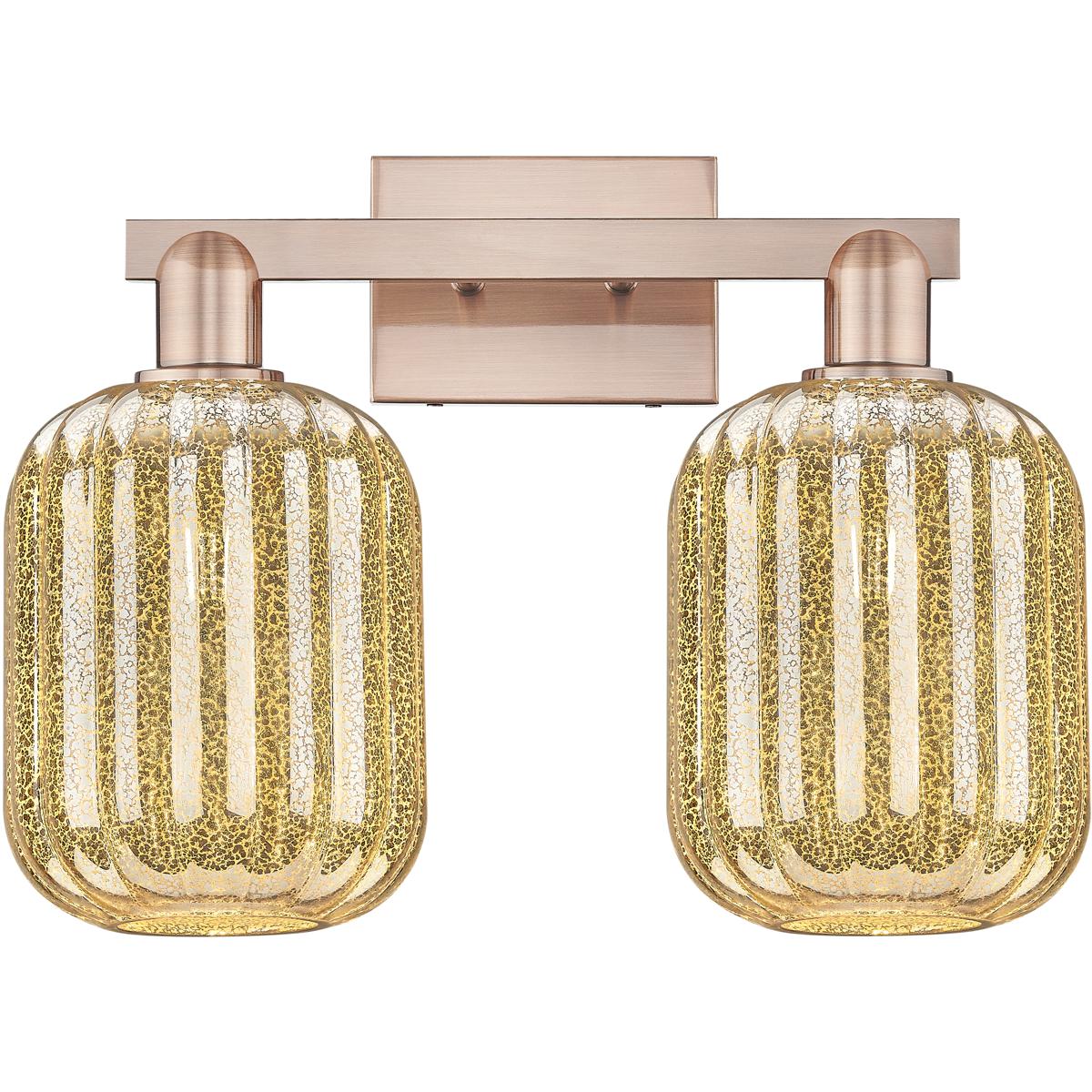 Innovations Lighting 716-2W-AC-G460-7ME Preston 2 Light 16 inch Antique Copper Bath Vanity Light Wall Light in Mercury Glass