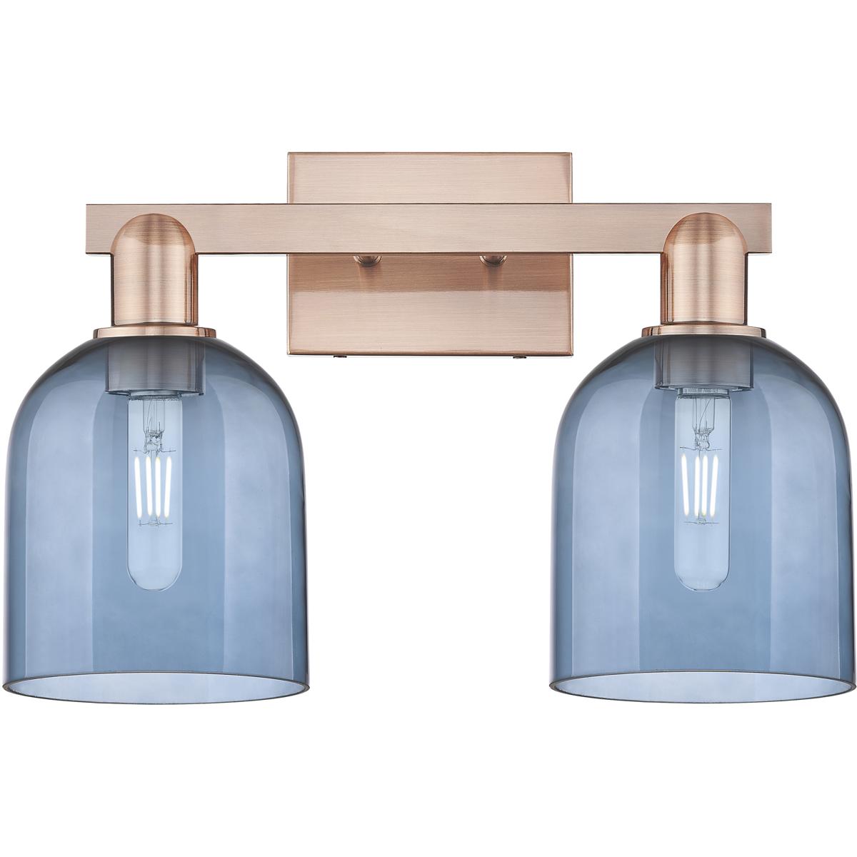 Innovations Lighting 716-2W-AC-G558-6BL Arcadia Bella 2 Light 16.5 inch Antique Copper Bath Vanity Light Wall Light in Blue