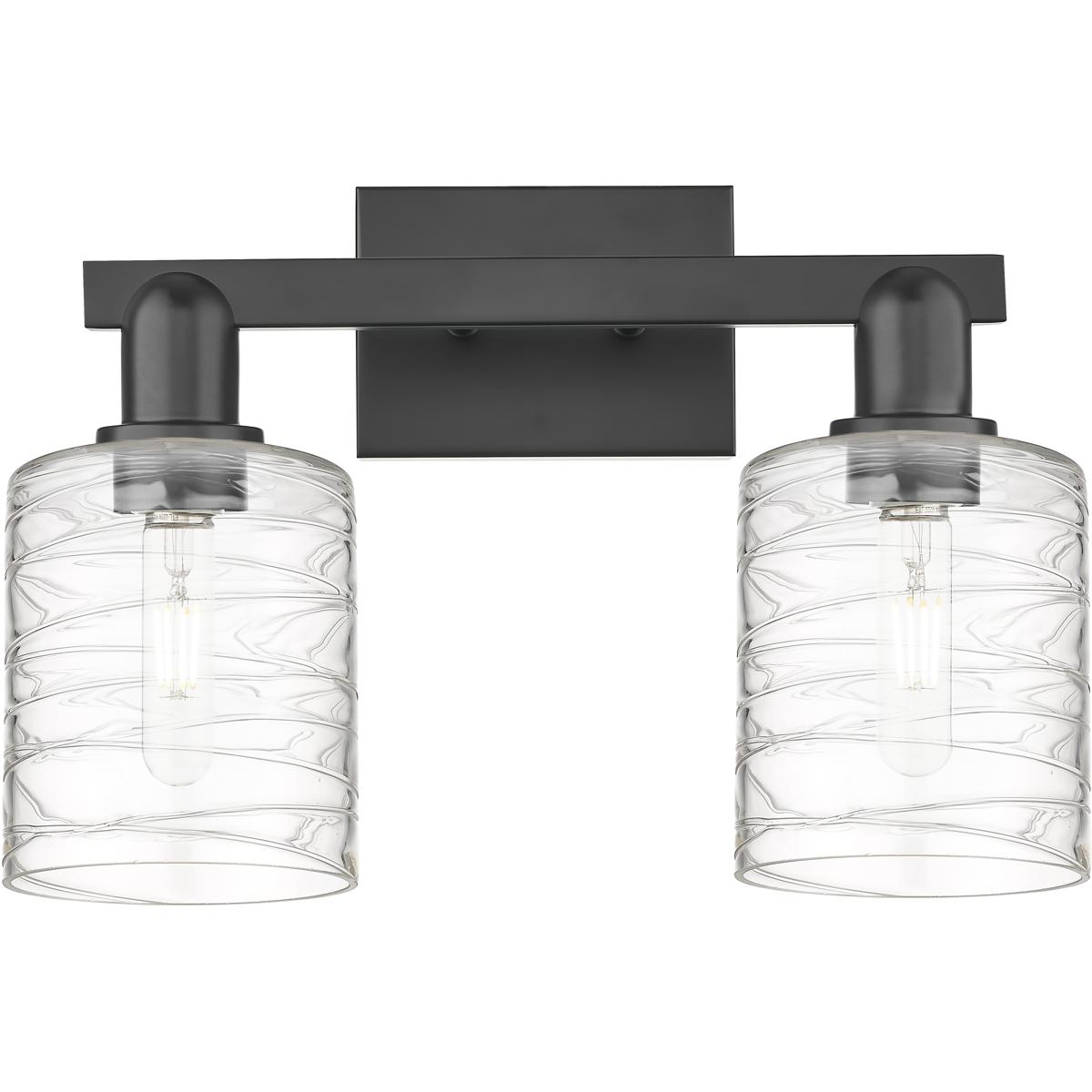 Innovations Lighting 716-2W-BK-G1113 Arcadia Cobbleskill 2 Light 16 inch Matte Black Bath Vanity Light Wall Light in Deco Swirl