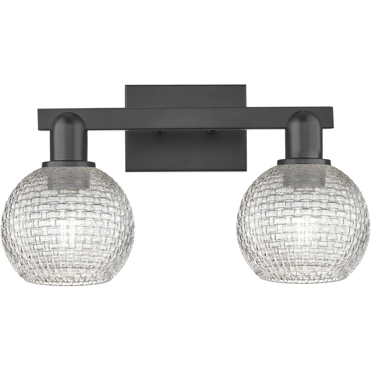 Innovations Lighting 716-2W-BK-G122C-6CL Arcadia Athens 2 Light 16.88 inch Matte Black Bath Vanity Light Wall Light