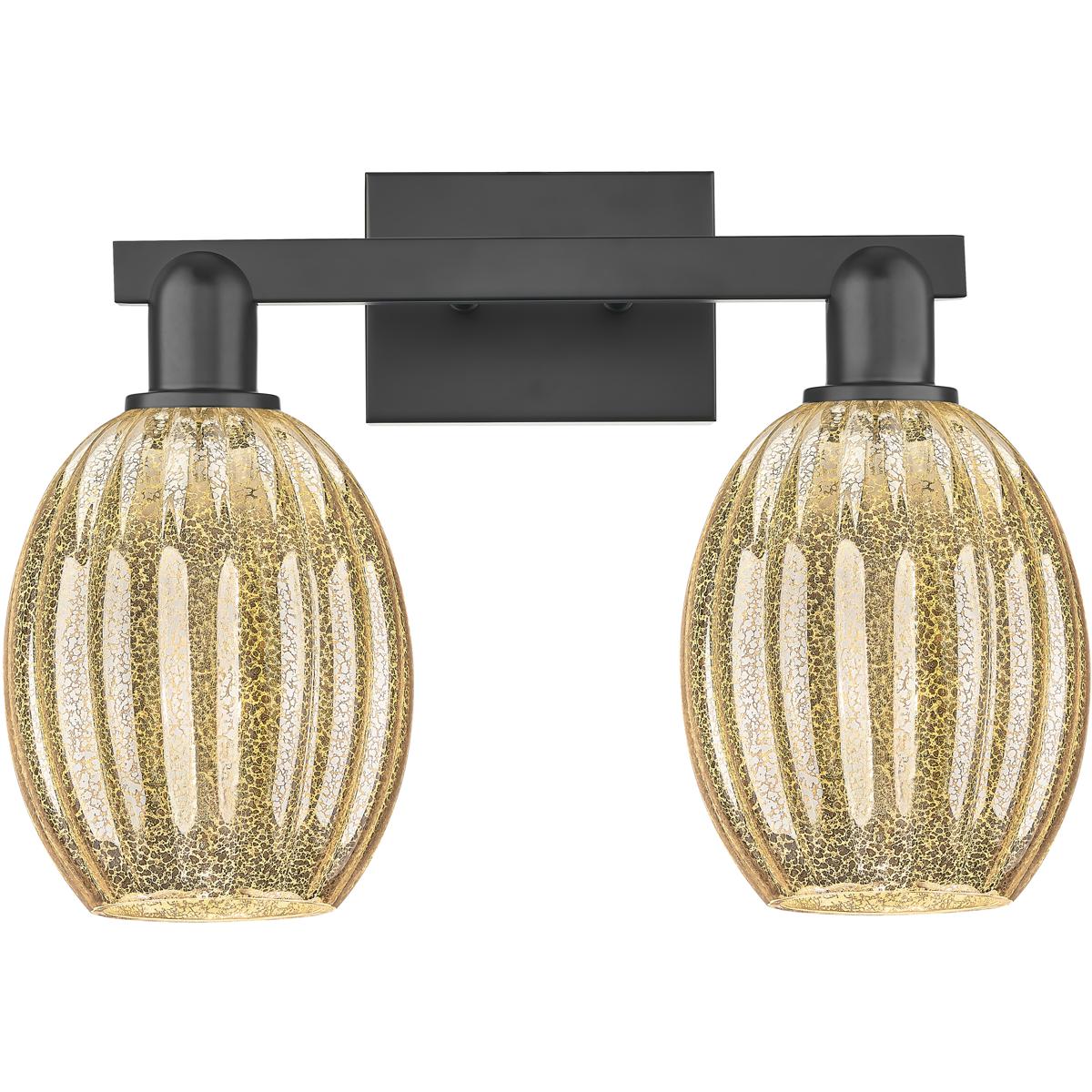 Innovations Lighting 716-2W-BK-G459-6ME Preston 2 Light 16 inch Matte Black Bath Vanity Light Wall Light in Mercury Glass