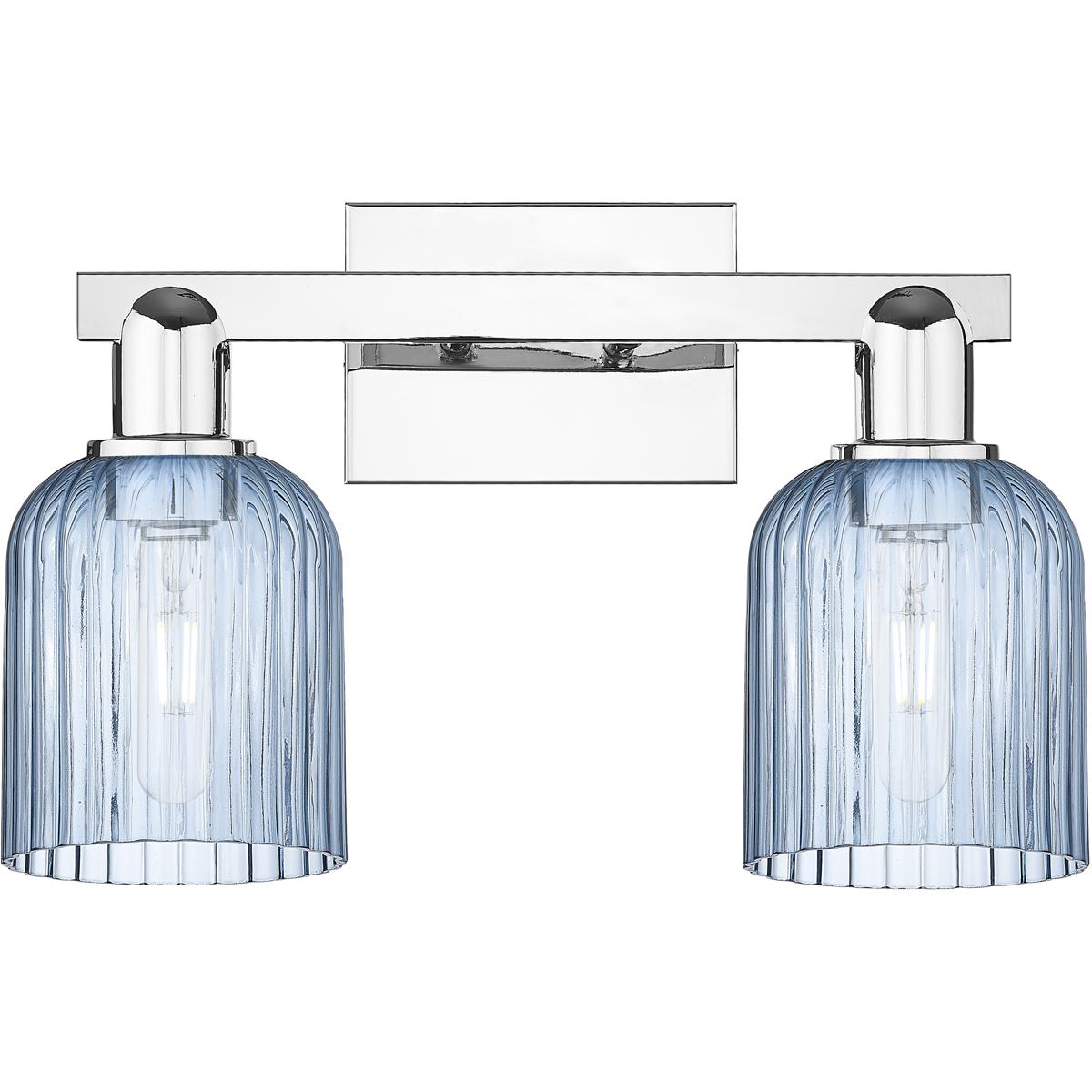 Innovations Lighting 716-2W-PC-G559-5BL Bridal Veil 2 Light 16 inch Polished Chrome Bath Vanity Light Wall Light in Blue Glass