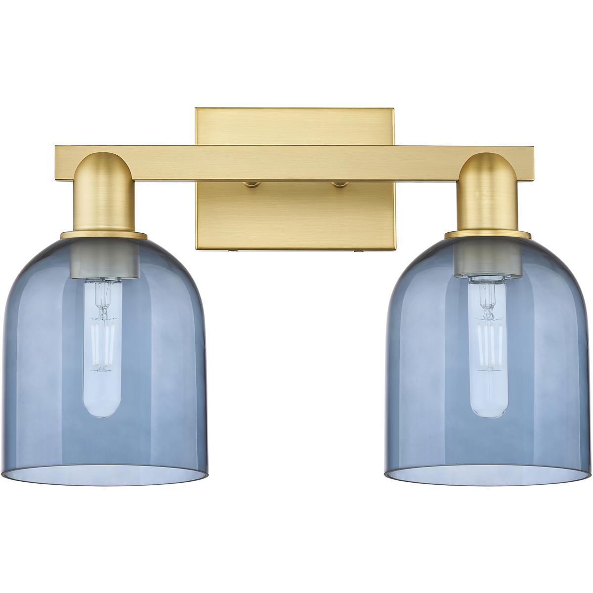 Innovations Lighting 716-2W-SG-G558-6BL Arcadia Bella 2 Light 16.5 inch Satin Gold Bath Vanity Light Wall Light in Blue