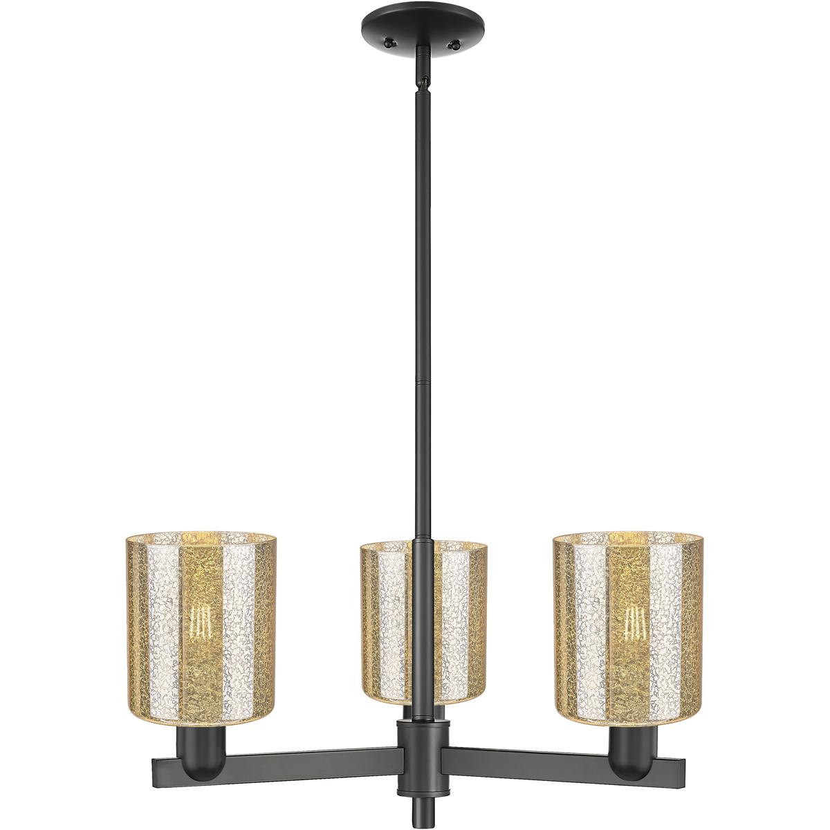 Innovations Lighting 716-3CR-BK-G116 Arcadia Cobbleskill 3 Light 26.75 inch Matte Black Chandelier Ceiling Light in Mercury