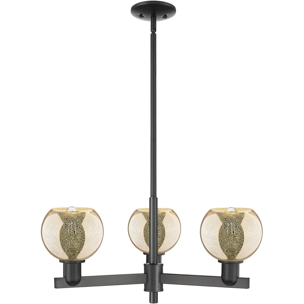 Innovations Lighting 716-3CR-BK-G128-6 Arcadia Athens 3 Light 27.63 inch Matte Black Chandelier Ceiling Light in Mercury