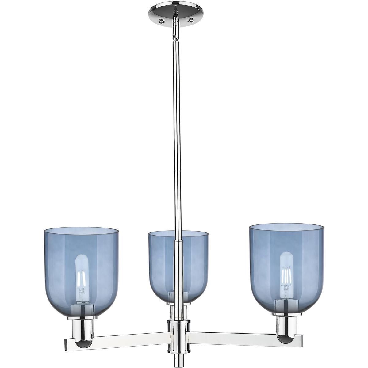 Innovations Lighting 716-3CR-PC-G558-6BL Arcadia Bella 3 Light 27.25 inch Polished Chrome Chandelier Ceiling Light in Blue
