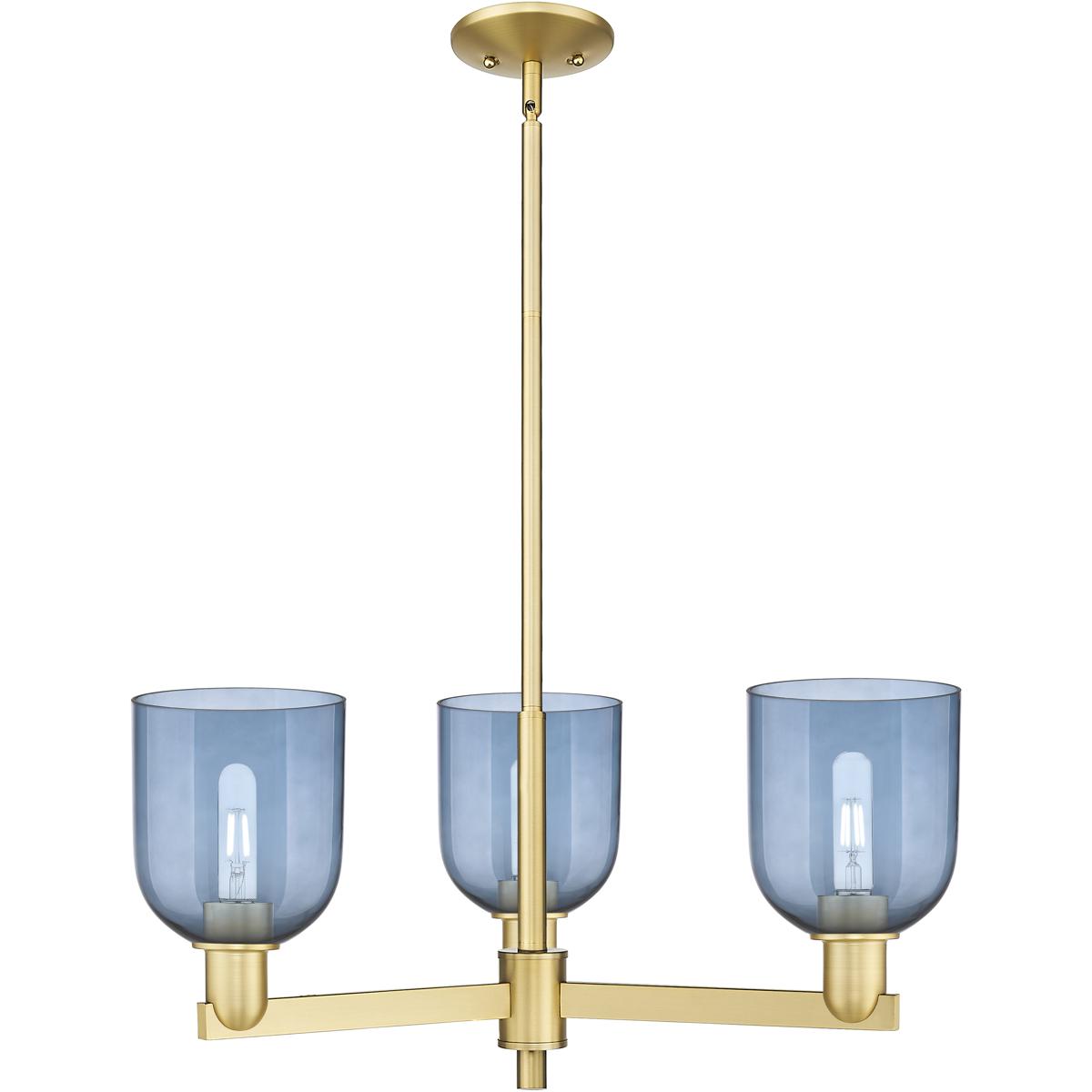 Innovations Lighting 716-3CR-SG-G558-6BL Arcadia Bella 3 Light 27.25 inch Satin Gold Chandelier Ceiling Light in Blue