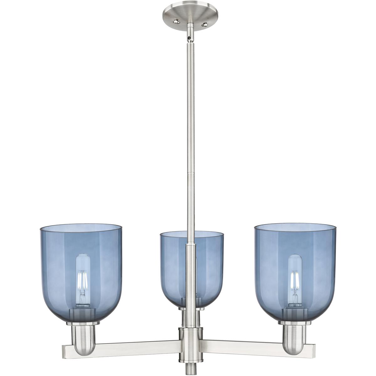 Innovations Lighting 716-3CR-SN-G558-6BL Arcadia Bella 3 Light 27.25 inch Satin Nickel Chandelier Ceiling Light in Blue