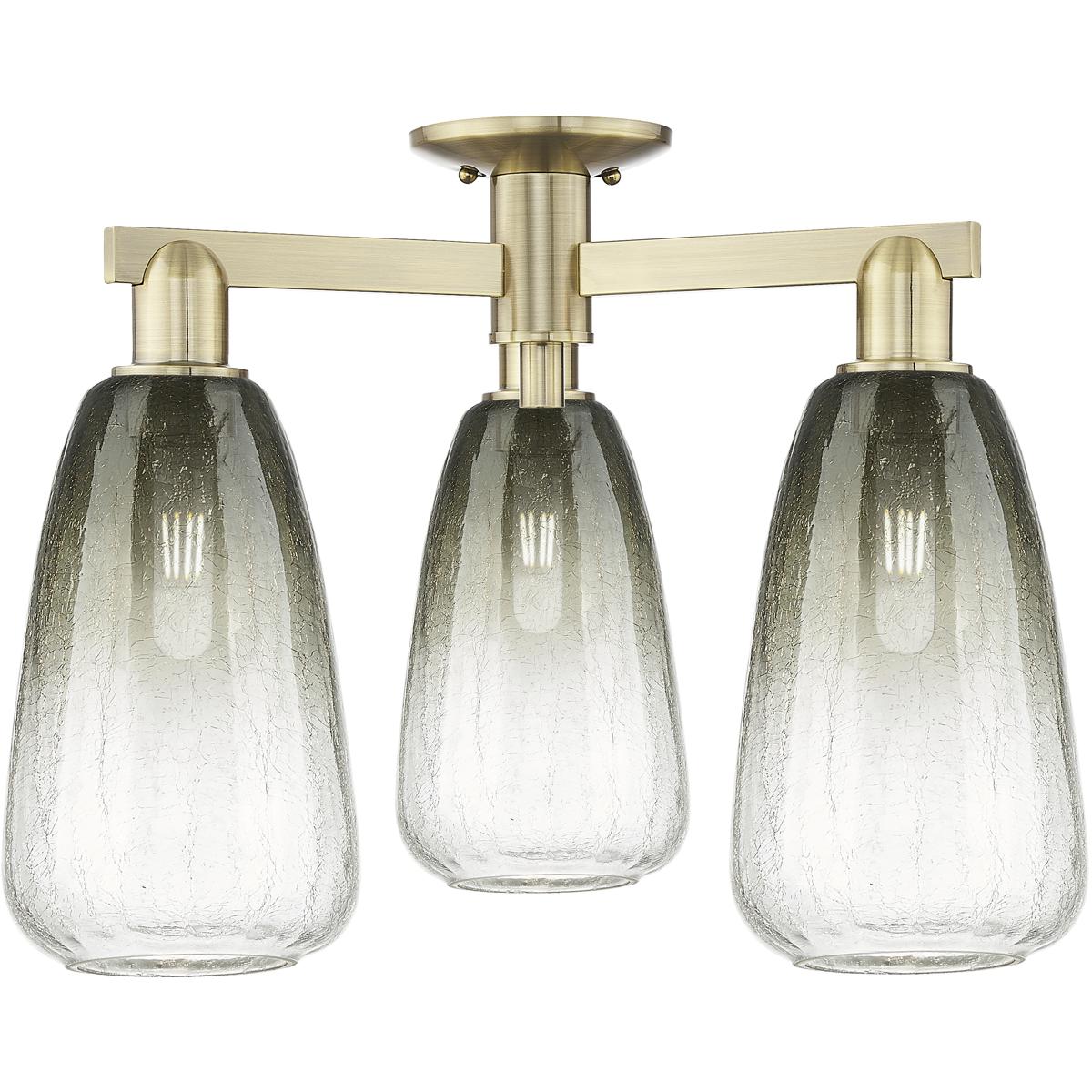Innovations Lighting 716-3F-AB-G480-6SL Brookhaven Almond 3 Light 23.5 inch Antique Brass Semi-Flush Mount Ceiling Light in Slate Glass