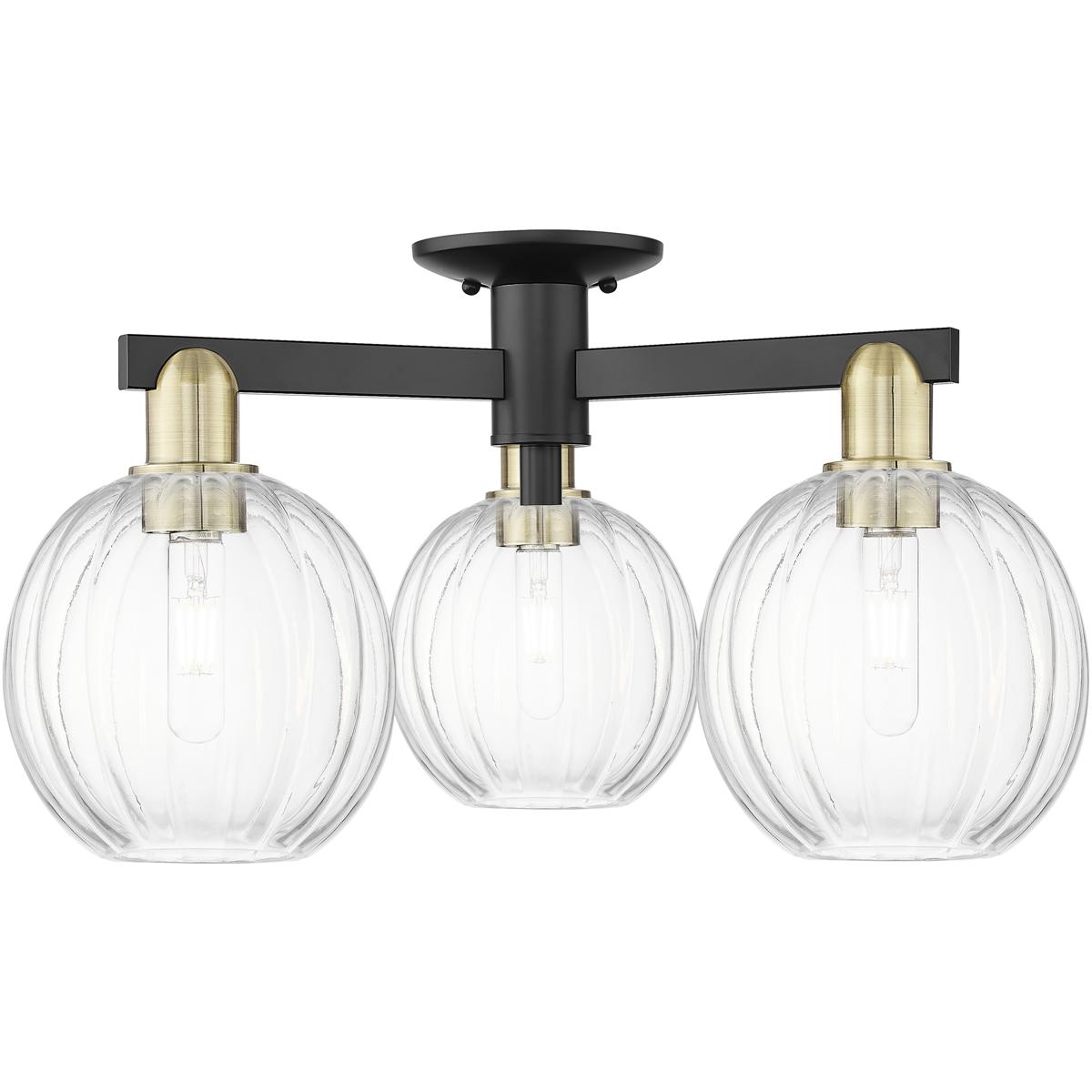 Innovations Lighting 716-3F-BAB-G458-7CL Preston 3 Light 24.5 inch Black Antique Brass Semi-Flush Mount Ceiling Light in Clear Glass