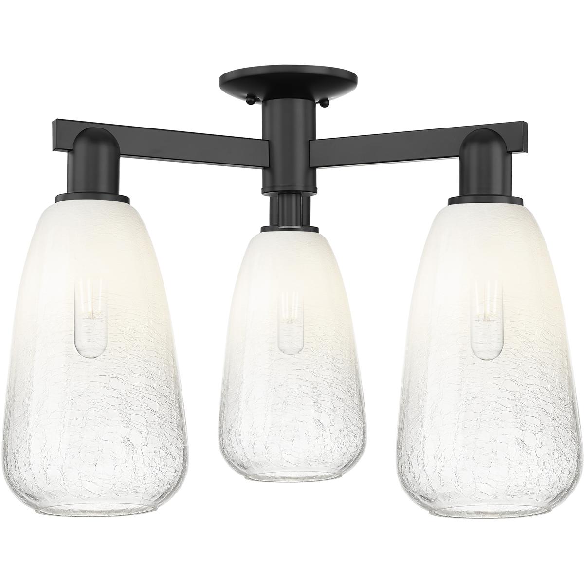 Innovations Lighting 716-3F-BK-G480-6OP Brookhaven Almond 3 Light 23.5 inch Matte Black Semi-Flush Mount Ceiling Light in Opal Glass
