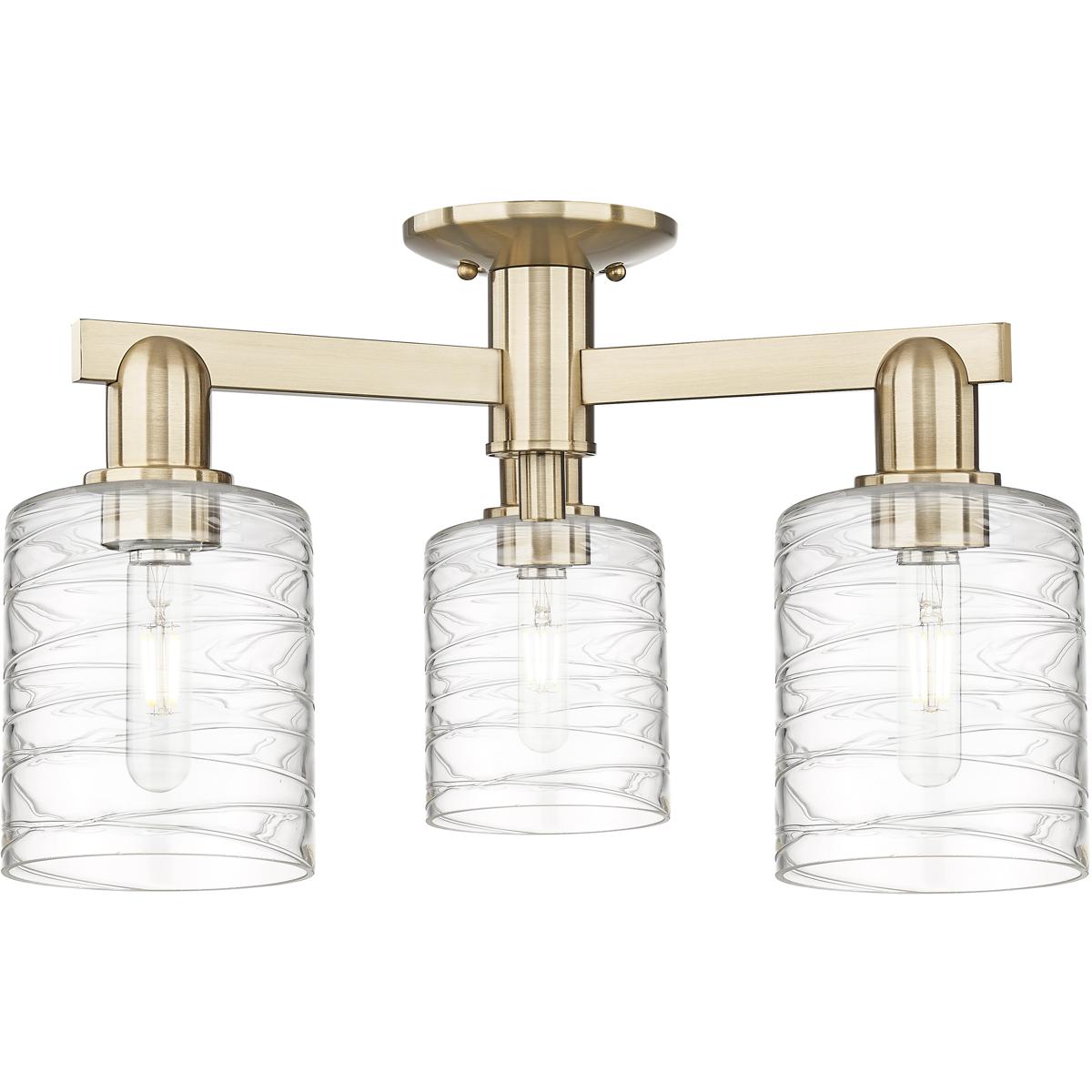 Innovations Lighting 716-3F-CB-G1113 Arcadia Cobbleskill 3 Light 22.5 inch Champagne Bronze Semi-Flush Mount Ceiling Light in Deco Swirl