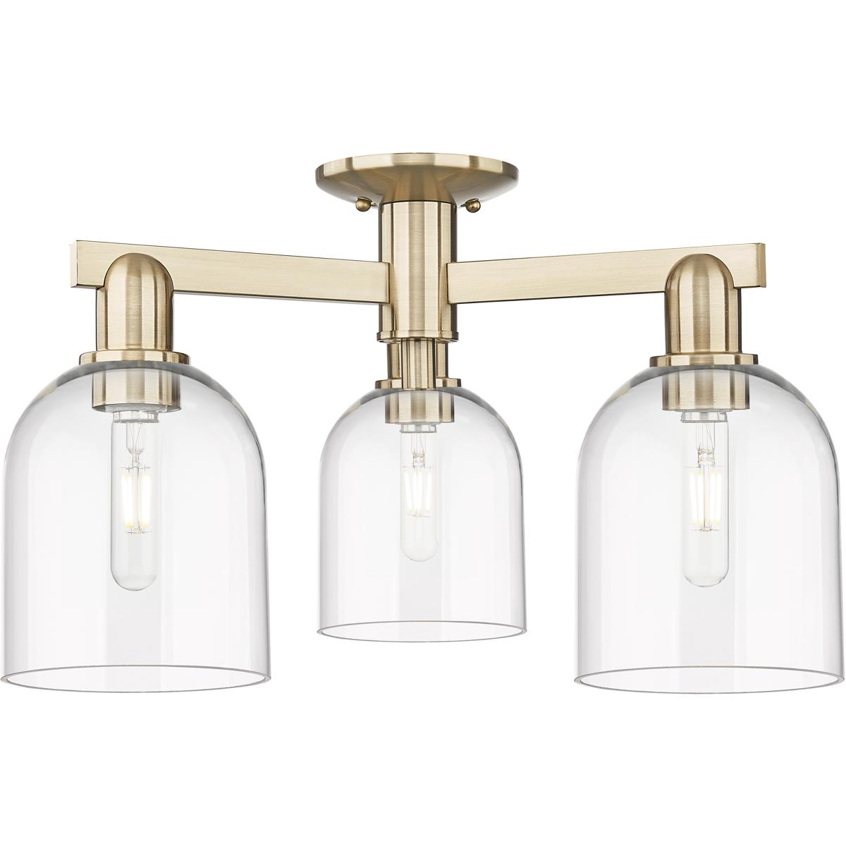 Innovations Lighting 716-3F-CB-G558-6CL Arcadia Bella 3 Light 23 inch Champagne Bronze Semi-Flush Mount Ceiling Light in Clear