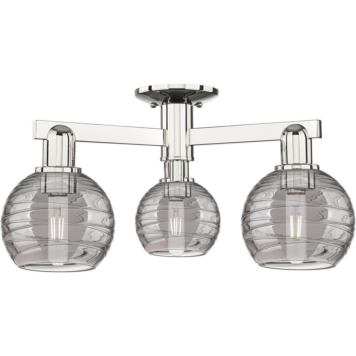 Innovations Lighting Athens Deco Swirl 23 Inch 3 Light Semi Flush Mount Athens Deco Swirl - 716-3F-PN-G1213-6SM - Modern Contemporary