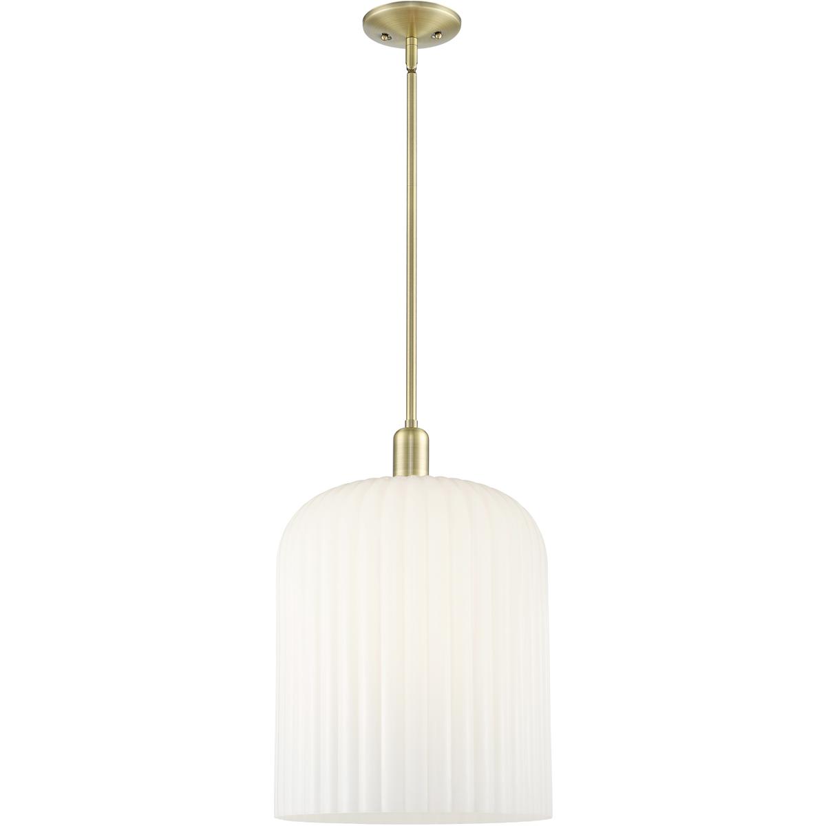 Innovations Lighting 716-3S-AB-G559-12GWH Bridal Veil 3 Light 12 inch Antique Brass Mini Pendant Ceiling Light in Gloss White Glass