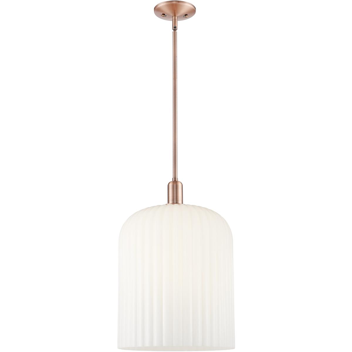 Innovations Lighting 716-3S-AC-G559-12GWH Bridal Veil 3 Light 12 inch Antique Copper Mini Pendant Ceiling Light in Gloss White Glass