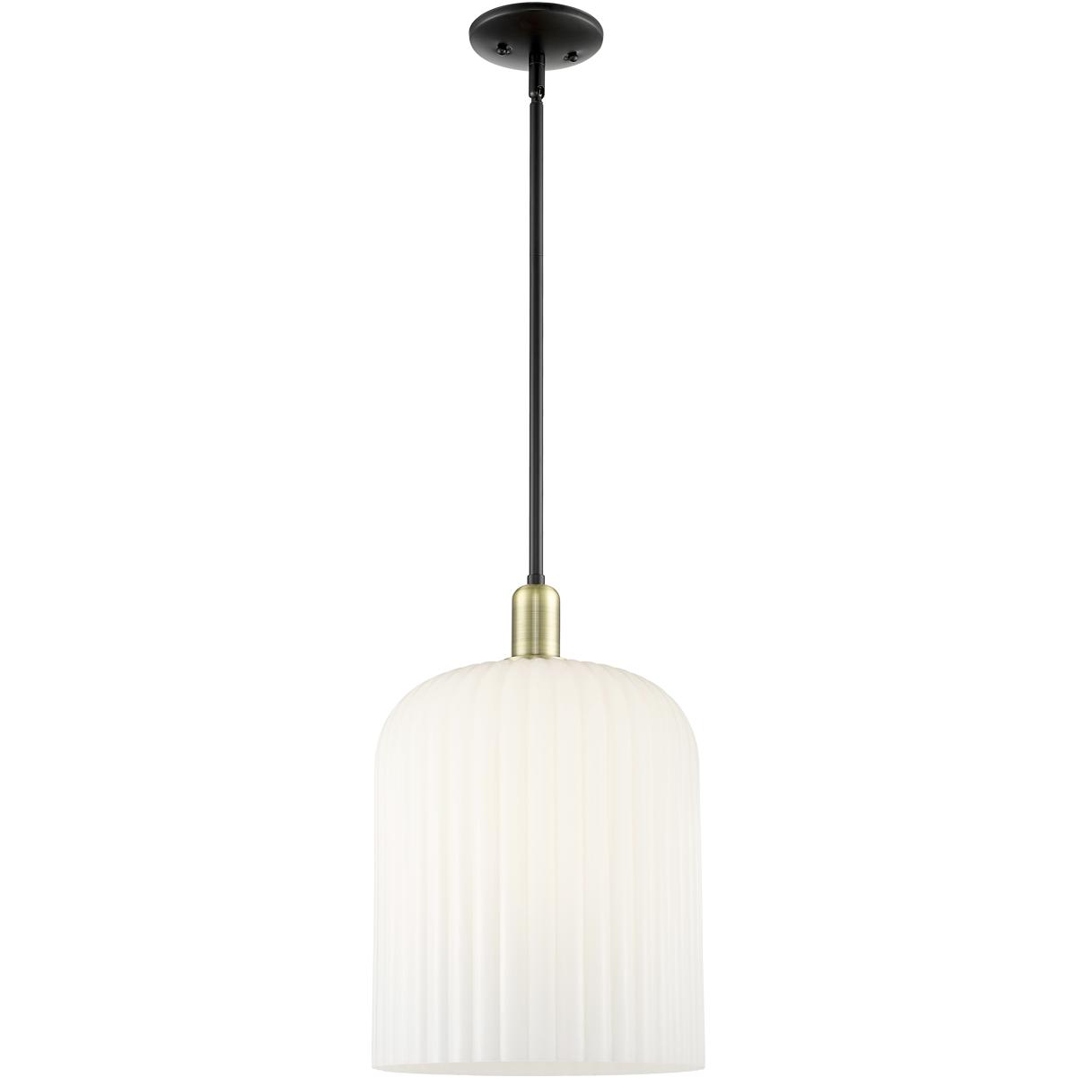 Innovations Lighting 716-3S-BAB-G559-12GWH Bridal Veil 3 Light 12 inch Black Antique Brass Mini Pendant Ceiling Light in Gloss White Glass