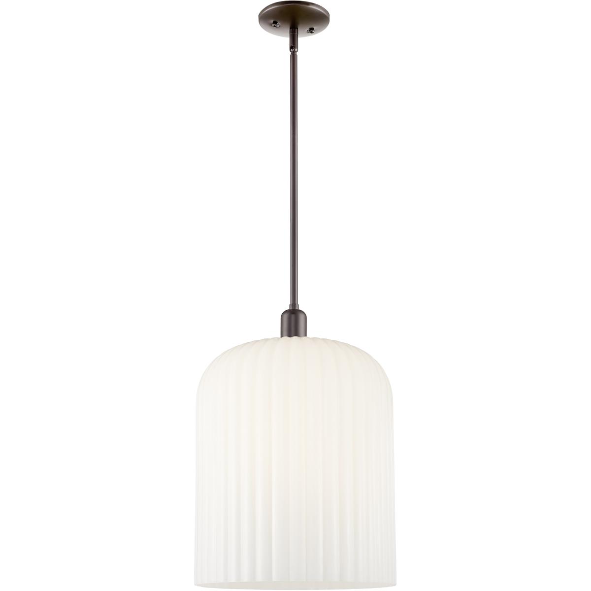 Innovations Lighting 716-3S-OB-G559-12GWH Bridal Veil 3 Light 12 inch Oil Rubbed Bronze Mini Pendant Ceiling Light in Gloss White Glass