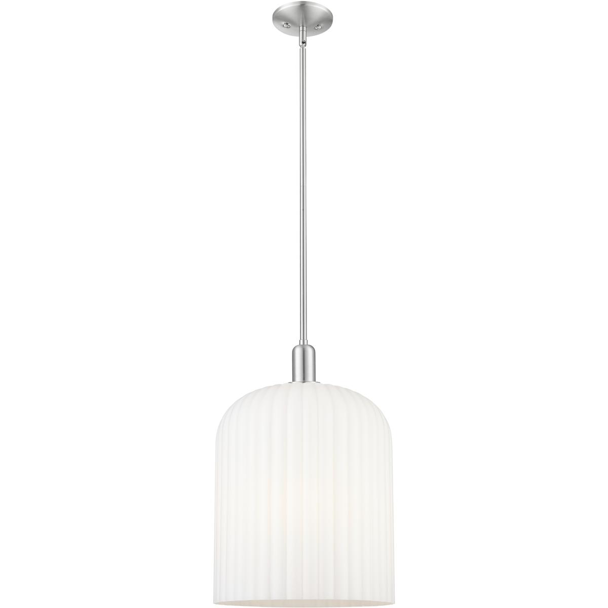 Innovations Lighting 716-3S-SN-G559-12GWH Bridal Veil 3 Light 12 inch Brushed Satin Nickel Mini Pendant Ceiling Light in Gloss White Glass
