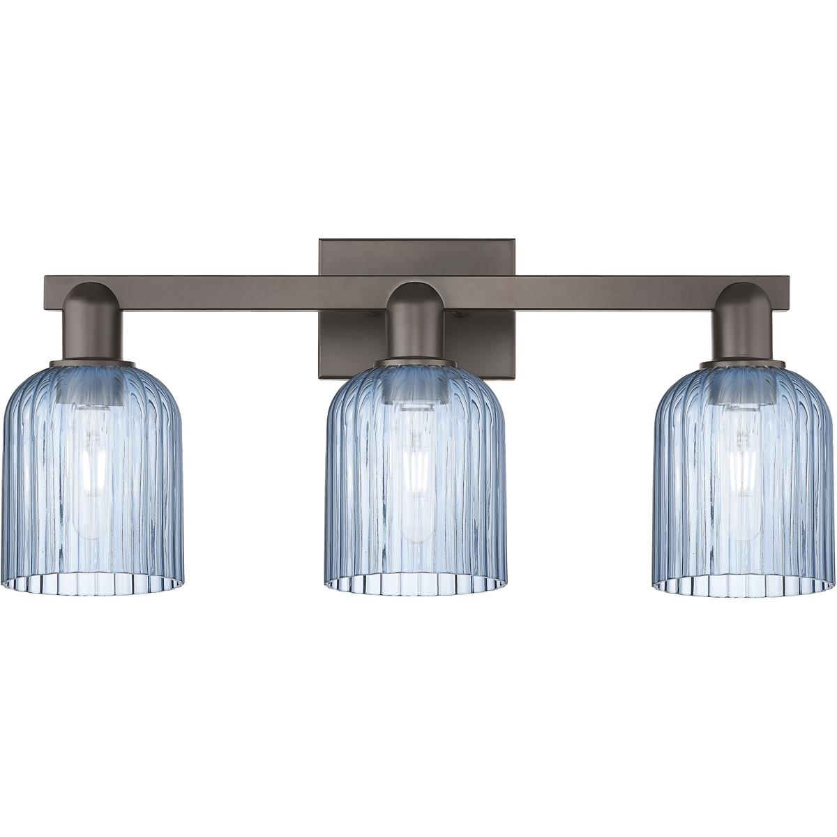 Innovations Lighting 716-3W-OB-G559-5BL Bridal Veil 3 Light 24 inch Oil Rubbed Bronze Bath Vanity Light Wall Light in Blue Glass