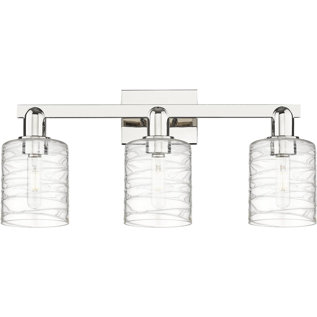 Innovations Lighting 716-3W-PN-G1113 Arcadia Cobbleskill 3 Light 24 inch Polished Nickel Bath Vanity Light Wall Light in Deco Swirl