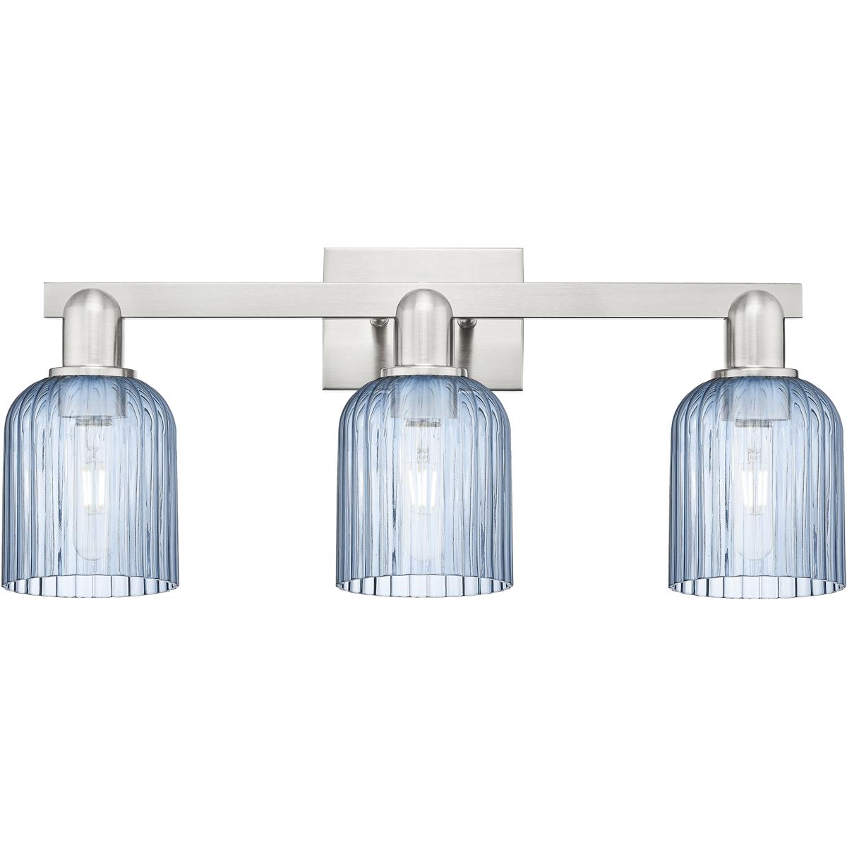 Innovations Lighting 716-3W-SN-G559-5BL Bridal Veil 3 Light 24 inch Brushed Satin Nickel Bath Vanity Light Wall Light in Blue Glass