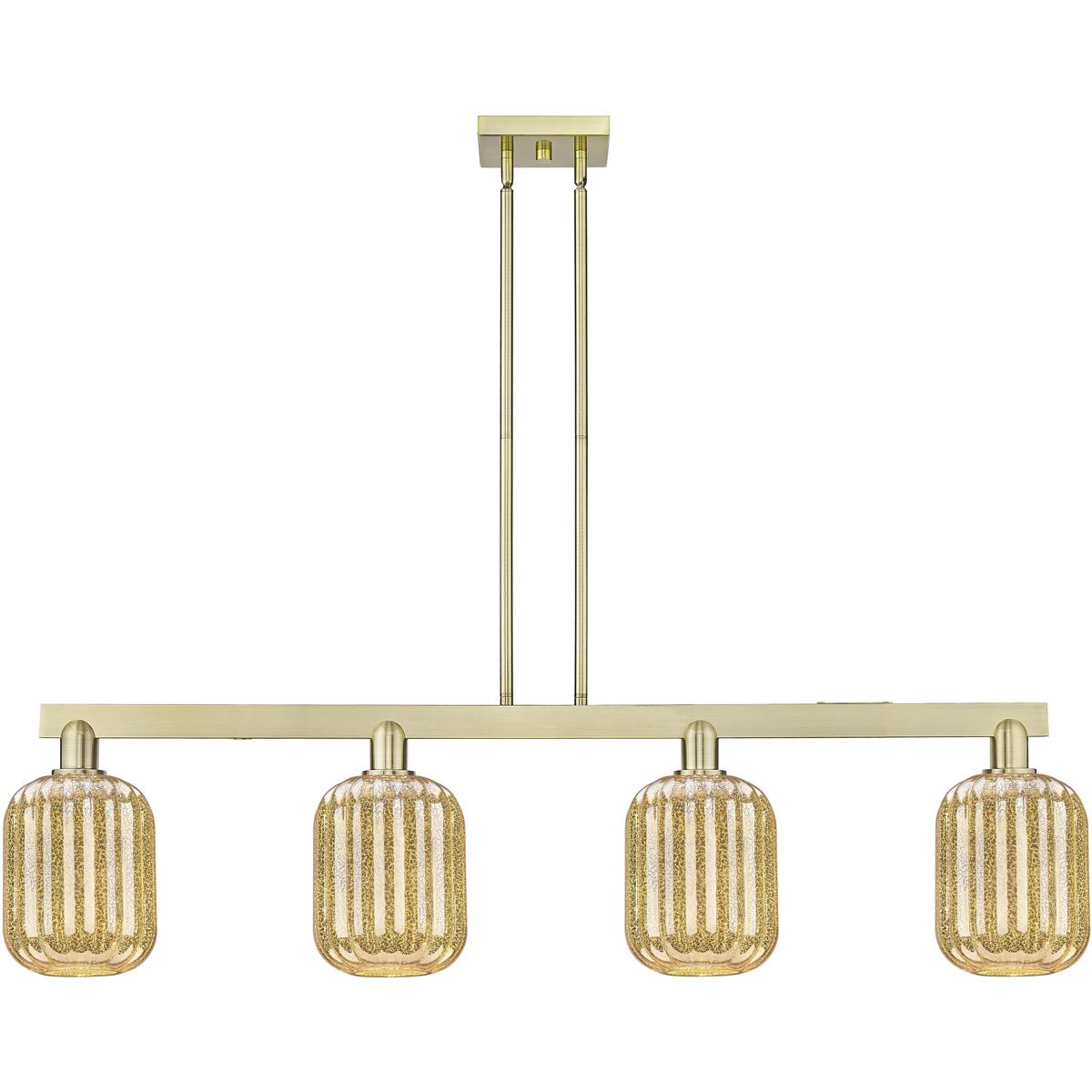 Innovations Lighting 716-4I-AB-G460-7ME Preston Island Light Ceiling Light in Antique Brass, Mercury Glass
