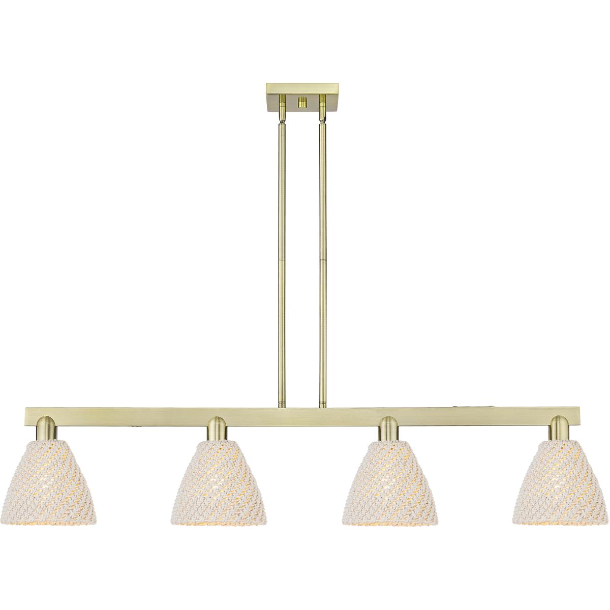 Innovations Lighting Natural Ballston Dome Medium Linear Chandelier Natural Ballston Dome - 716-4I-AB-NBD-75-NAT - Farmhouse