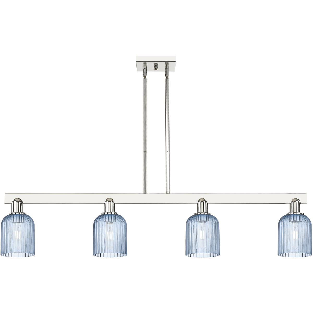 Innovations Lighting 716-4I-PN-G559-5BL Bridal Veil Island Light Ceiling Light in Polished Nickel, Blue Glass