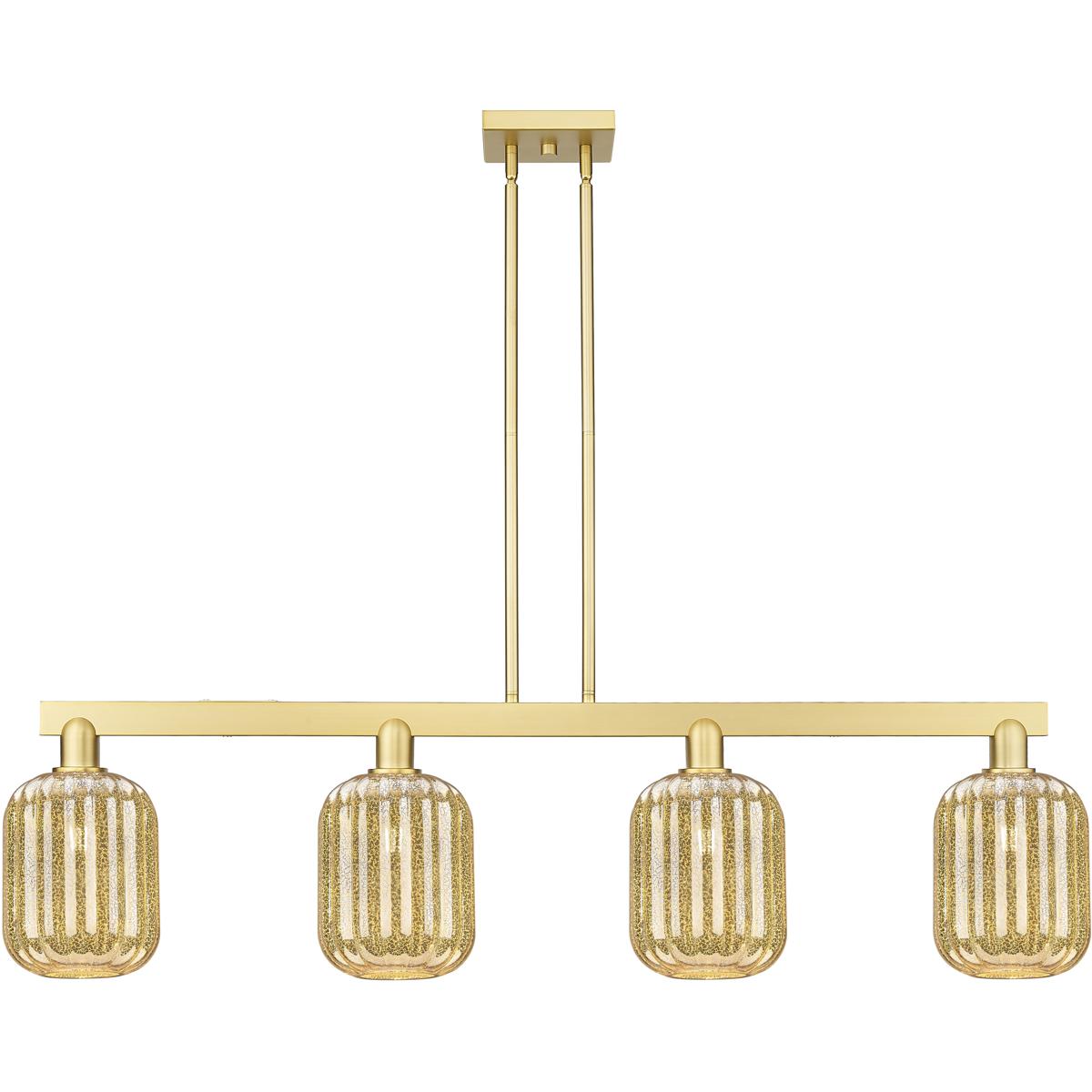 Innovations Lighting 716-4I-SG-G460-7ME Preston Island Light Ceiling Light in Satin Gold, Mercury Glass