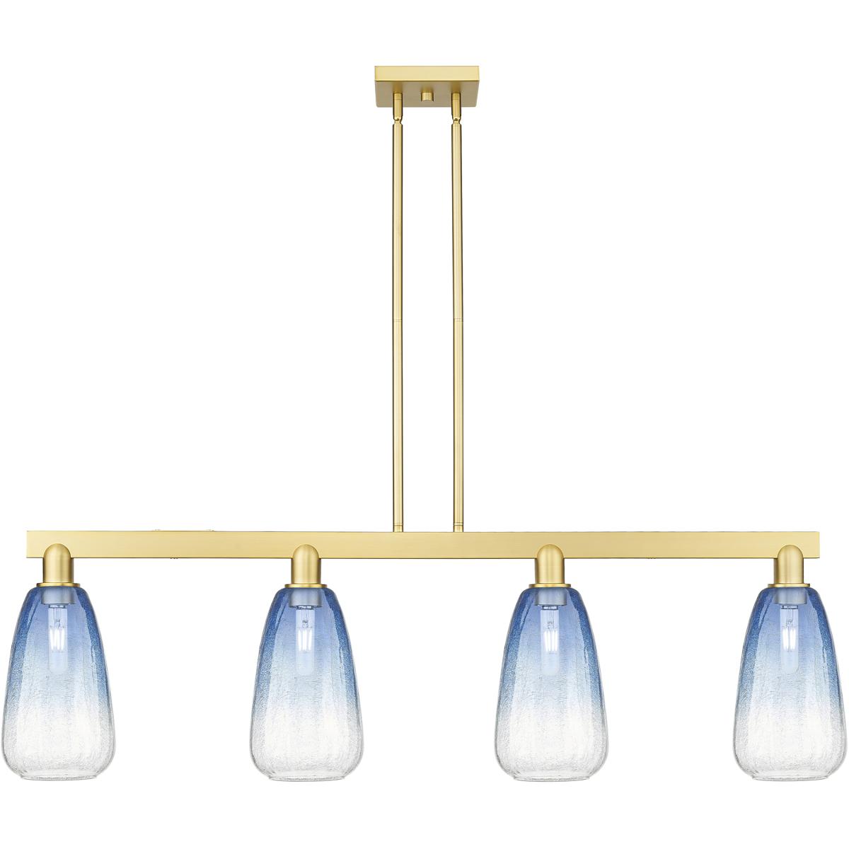 Innovations Lighting 716-4I-SG-G480-6SB Brookhaven Almond Island Light Ceiling Light in Satin Gold, Sapphire Blue Glass