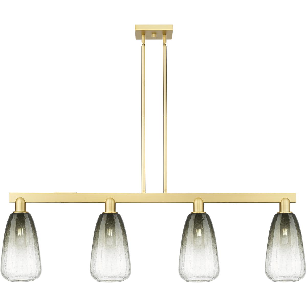 Innovations Lighting 716-4I-SG-G480-6SL Brookhaven Almond Island Light Ceiling Light in Satin Gold, Slate Glass