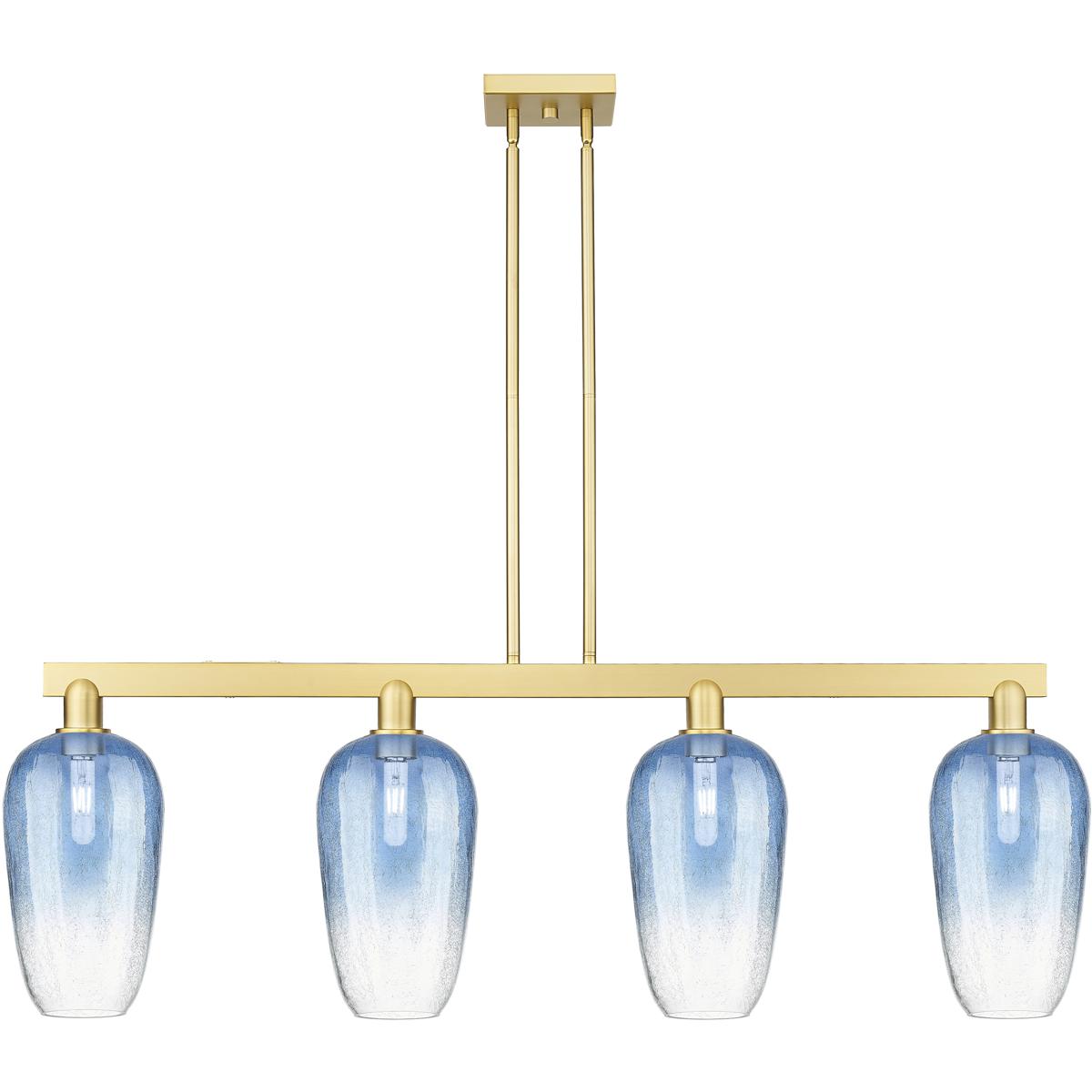 Innovations Lighting 716-4I-SG-G484-7SB Brookhaven Flute Island Light Ceiling Light in Satin Gold, Sapphire Blue Glass