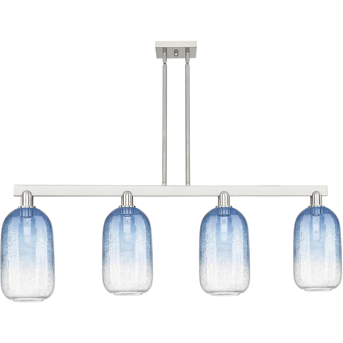 Innovations Lighting 716-4I-SN-G482-7SB Brookhaven Cloche Island Light Ceiling Light in Brushed Satin Nickel, Sapphire Blue Glass