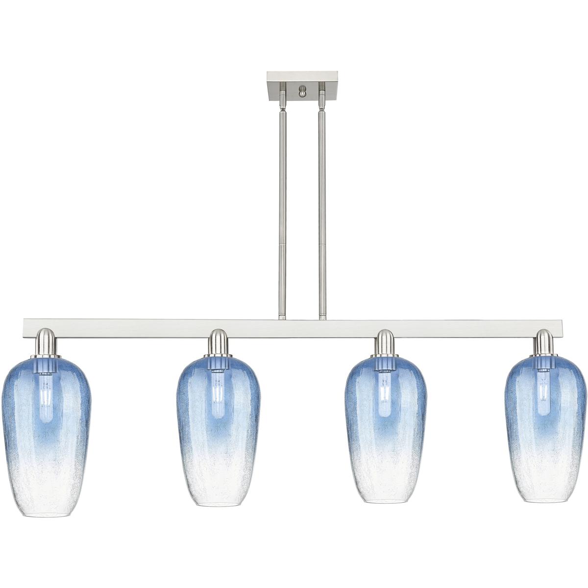 Innovations Lighting 716-4I-SN-G484-7SB Brookhaven Flute Island Light Ceiling Light in Brushed Satin Nickel, Sapphire Blue Glass
