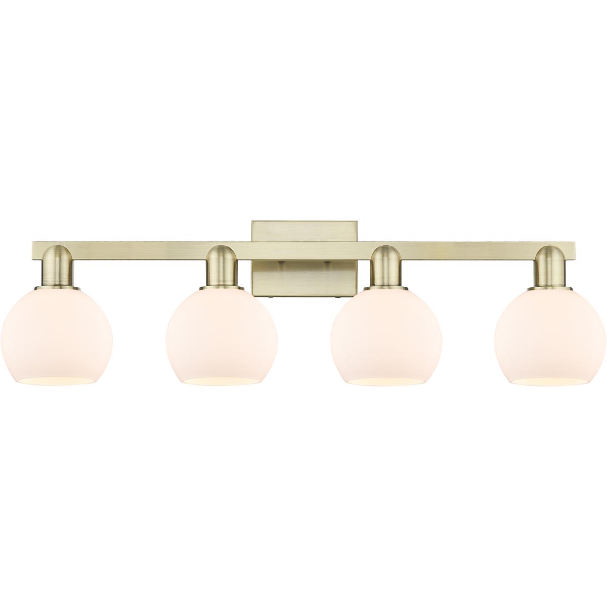 Innovations Lighting 716-4W-AB-G121-6 Arcadia Athens 4 Light 32.88 inch Antique Brass Bath Vanity Light Wall Light in Matte White