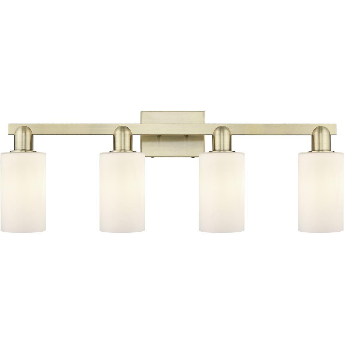 Innovations Lighting 716-4W-AB-G801 Arcadia Clymer 4 Light 30.88 inch Antique Brass Bath Vanity Light Wall Light in Matte White