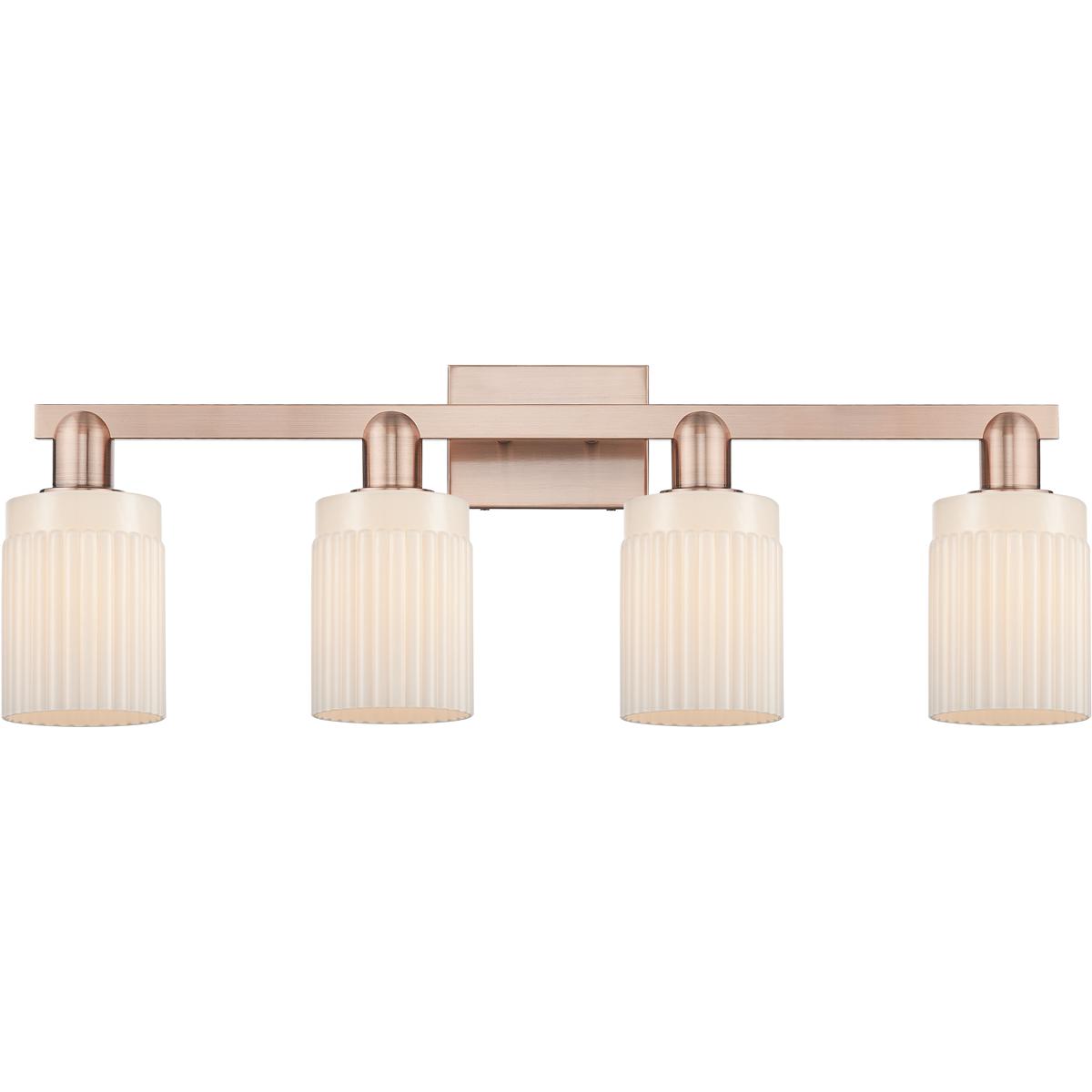 Innovations Lighting 716-4W-AC-G341 Arcadia Hadley 4 Light 31.5 inch Antique Copper Bath Vanity Light Wall Light in Matte White