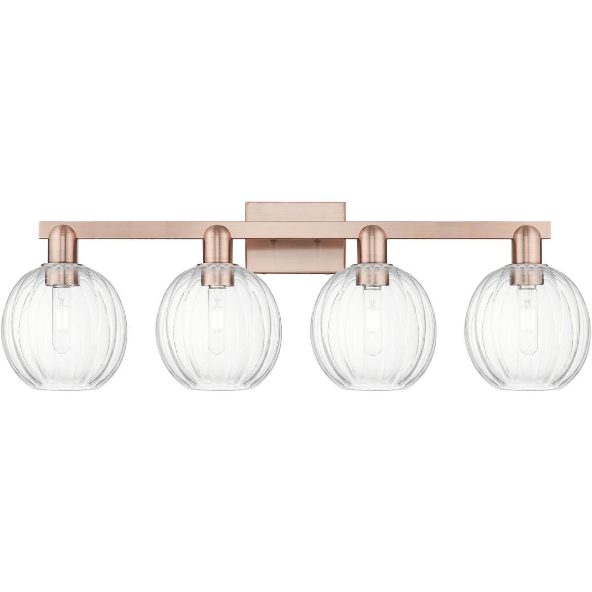 Innovations Lighting 716-4W-AC-G458-7CL Preston 4 Light 36 inch Antique Copper Bath Vanity Light Wall Light in Clear Glass