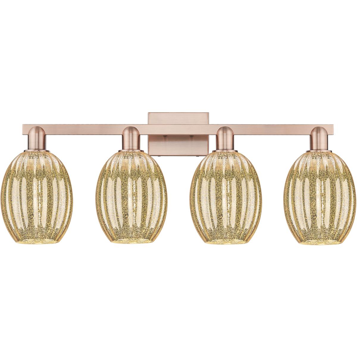 Innovations Lighting 716-4W-AC-G459-6ME Preston 4 Light 36 inch Antique Copper Bath Vanity Light Wall Light in Mercury Glass